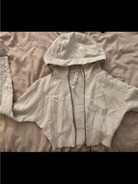 Lululemon Light Cream Cropped Zip Hoodie